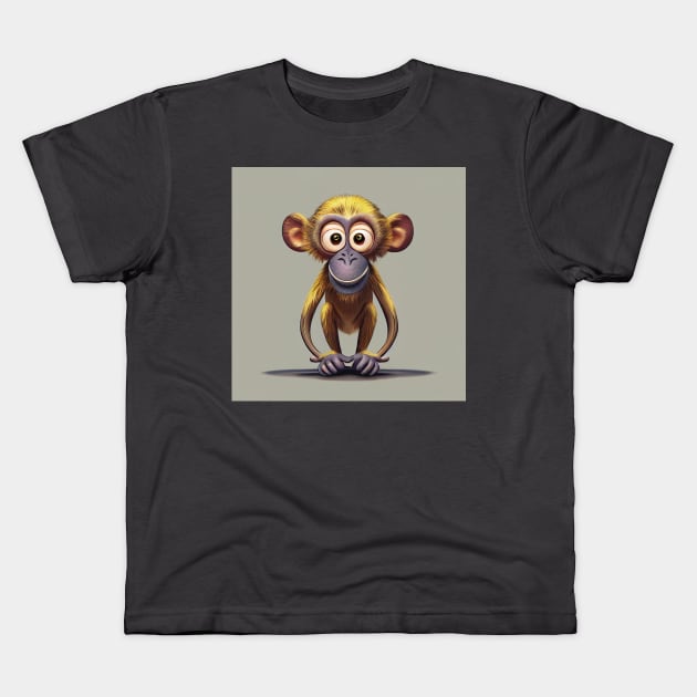 Funny Little Squirrel Monkey Kids T-Shirt by Geminiartstudio